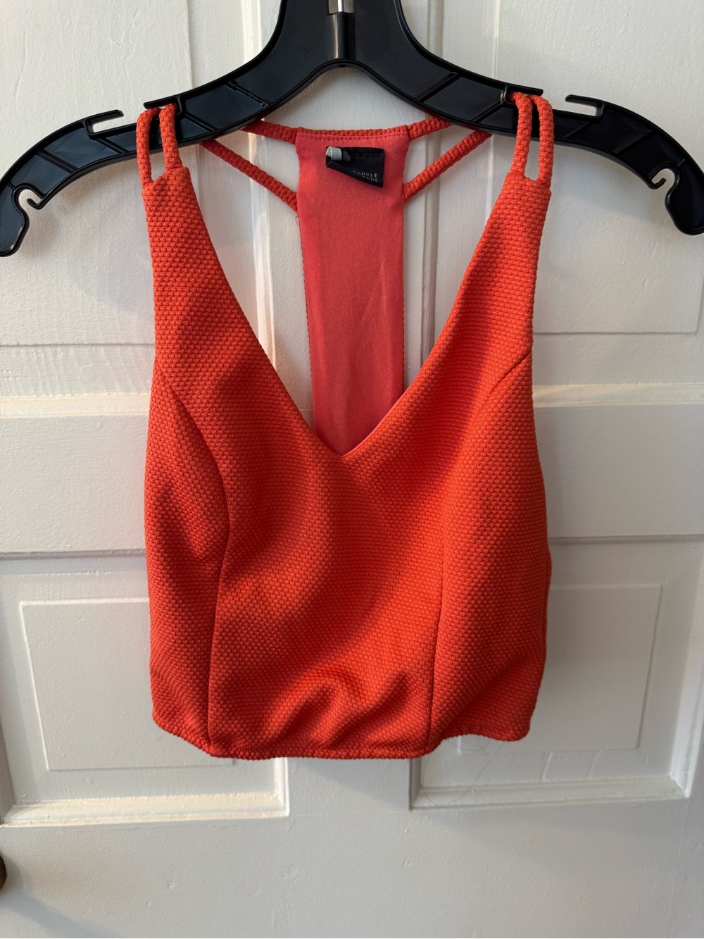 Textured Coral Cropped Halter Top, XS